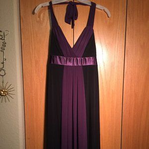 Ruby Rox Black and Purple Halter Dress Large EUC